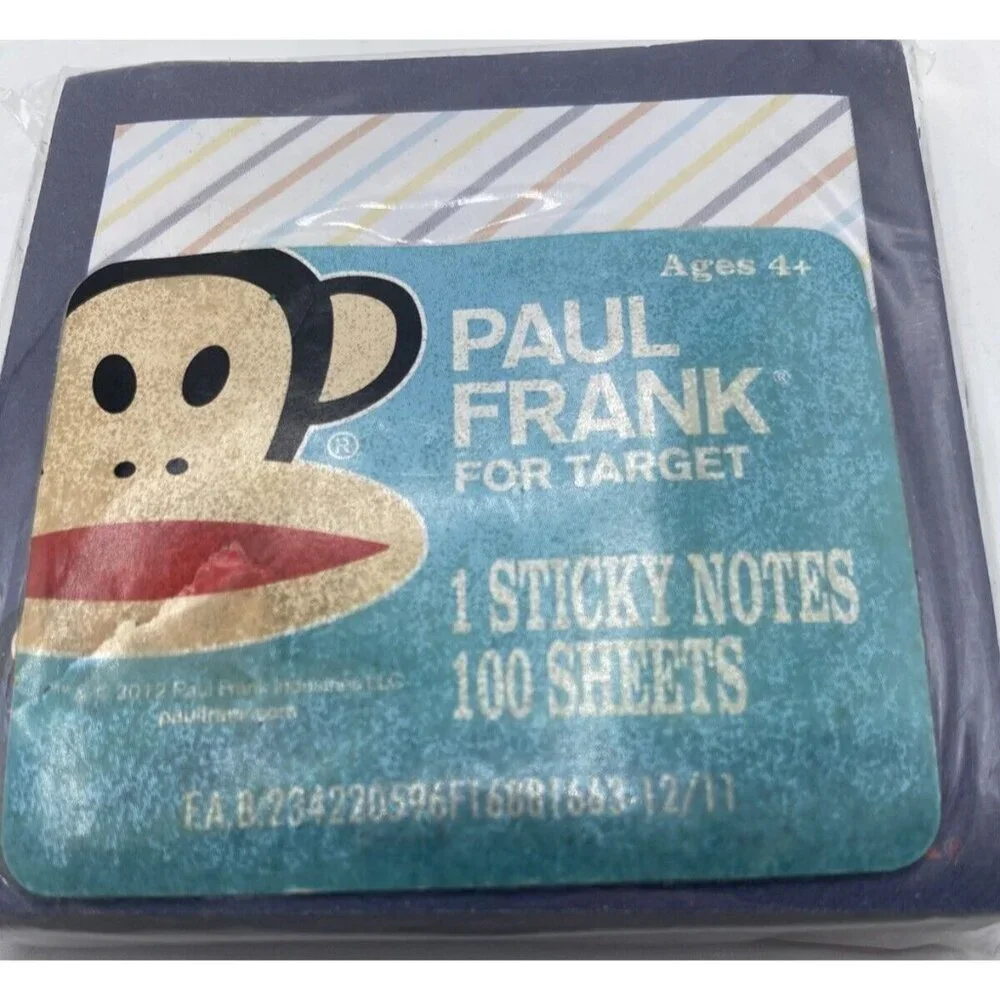 Paul Frank Sticky Notes 3 Inch 100 Sheets Memo Cube Julius The Monkey 90s Y2K